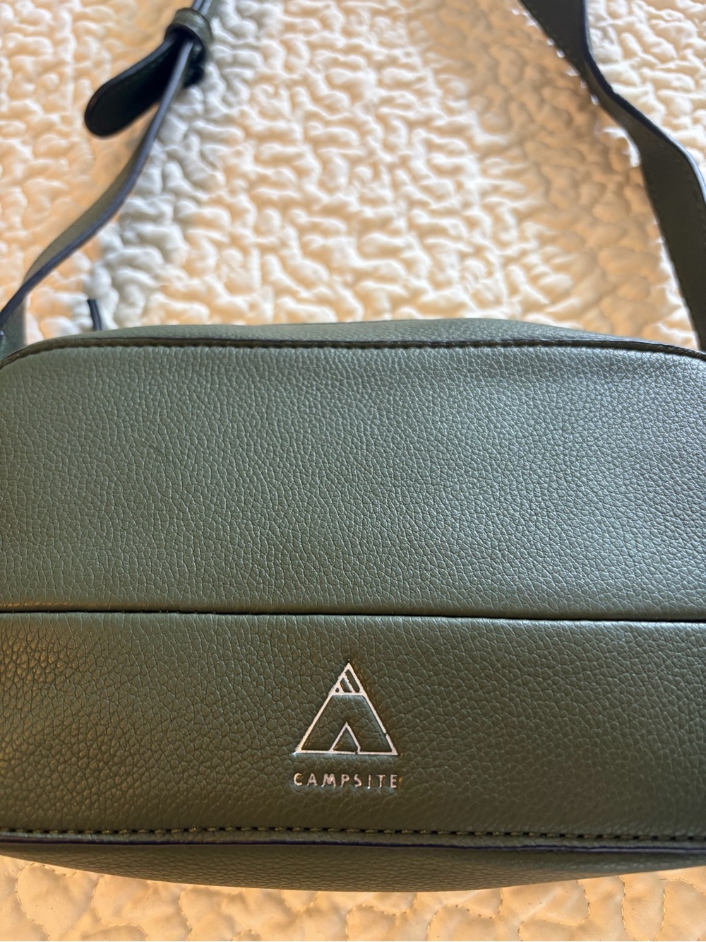 Olive Green Leather Crossbody Bag with Adjustable Strap